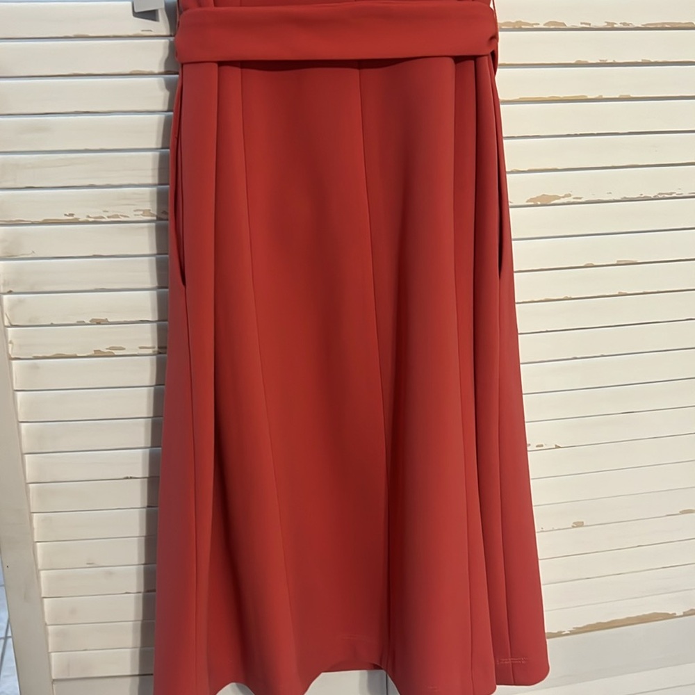 Elegant Terracotta Sleeveless Dress Size 2 - Picture 11 of 11